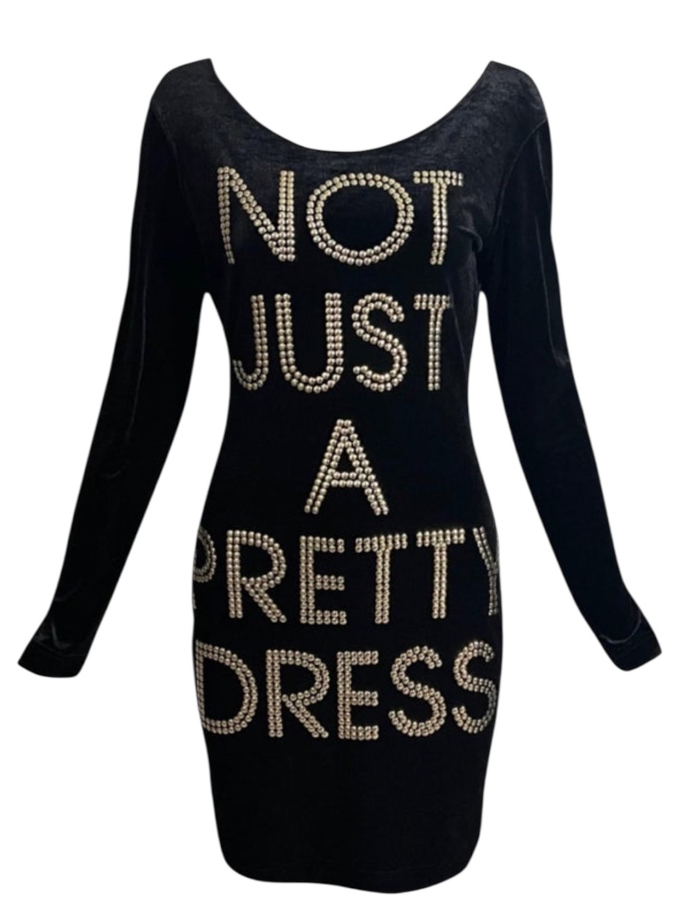 1990's Moschino Cheap & Chic "Not Just A Pretty Dress" Velvet Studded Dress